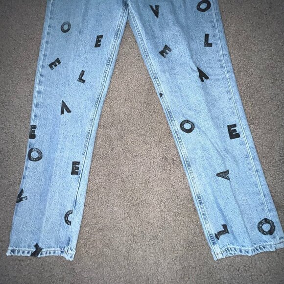 CURRENT/ELLIOTT "LOVE" Graffiti Denim Jeans - EUC - Size 27 - Picture 3 of 11
